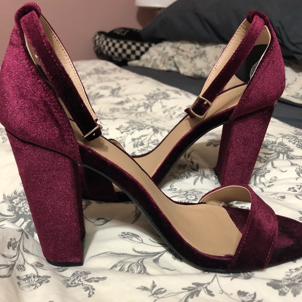 Burgundy Velvet Heels